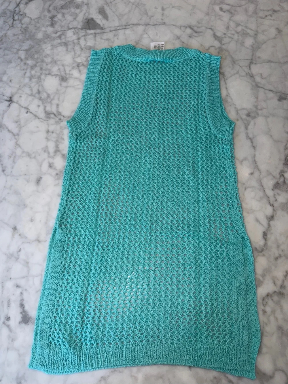 NWOT Beach Lingo Sleeveless Crochet Knit COVERUP - Aqua 2/3T